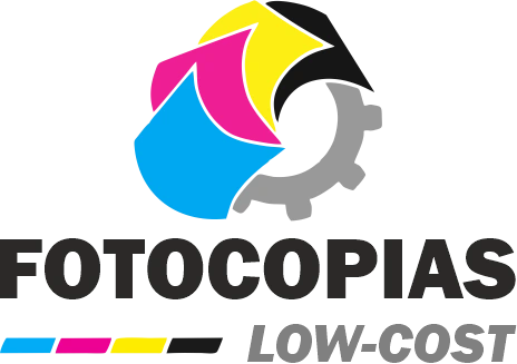 Copistería low cost con máquinas de impresión y fotocopiadoras modernas, mostrando servicios económicos de impresión y encuadernación
